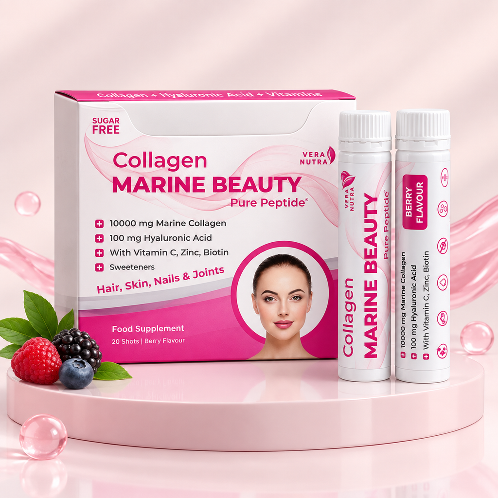 Vera Nutra Collagen Marine Beauty – Pure Peptide (20 Shots | 500ml) – Berry Flavour