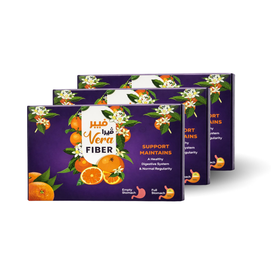 فيرا فايبر (بنكهة البرتقال) - دعم صحة الجهاز الهضمي والشهية - 30 كيسًا (تكفي لمدة 3 أشهر)